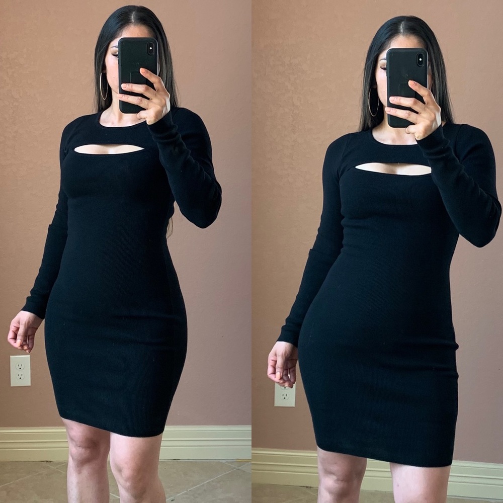 Last 1..ELISSA Ribbed Long Sleeve Dress